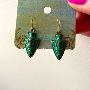 Patina arrowhead dangle earrings